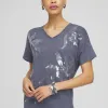 Best Sale Slate Linen Sequin Tee Tops