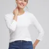 Clearance 3/4 Sleeve Button Tee Tops