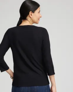 Clearance 3/4 Sleeve Button Tee Tops