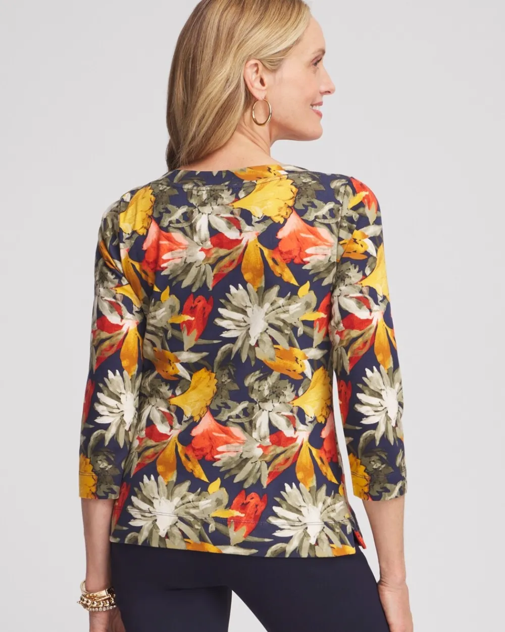 Best Sale 3/4 Sleeve Garden Bateau Neck Tee Tops