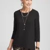 New 3/4 Sleeve Overlap Tunic Tops