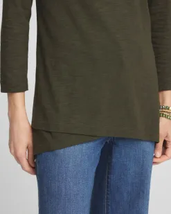 New 3/4 Sleeve Overlap Tunic Tops