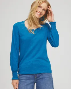 Sale Smocked Long Sleeve Tee Tops