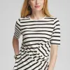 Best Sale Stripe Draped Front Tee Tops