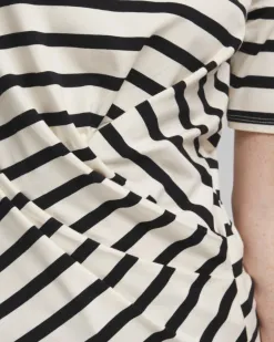 Best Sale Stripe Draped Front Tee Tops