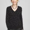 Best Sale Studded V-Neck Pullover Sweater Sweaters