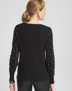Best Sale Studded V-Neck Pullover Sweater Sweaters