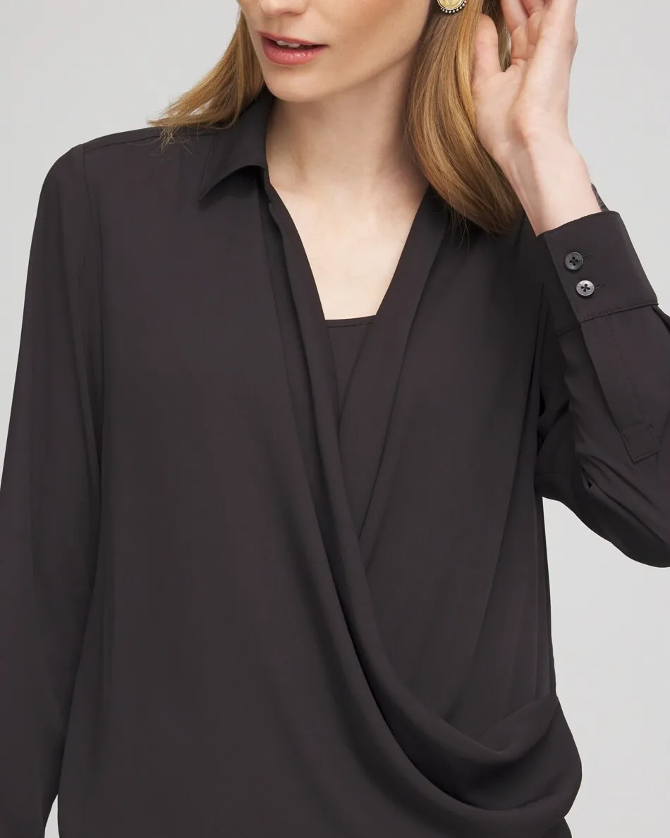 Hot Surplice Bubble Hem Shirt Tops | Blouses & Shirts