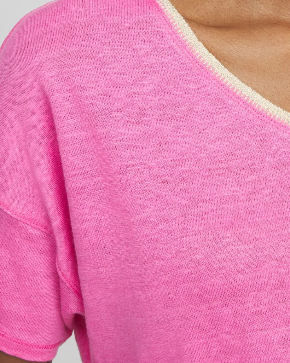 Shop Sweater Trim Linen Tee Tops