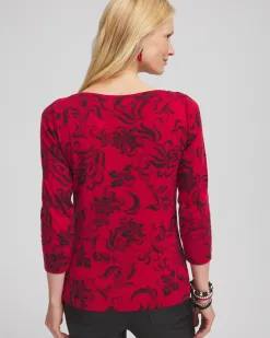 Shop Swirl 3/4 Sleeve Bateau Neck Tee Tops