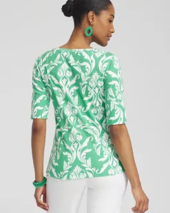 Online Swirl Jewel Neck Tee Tops