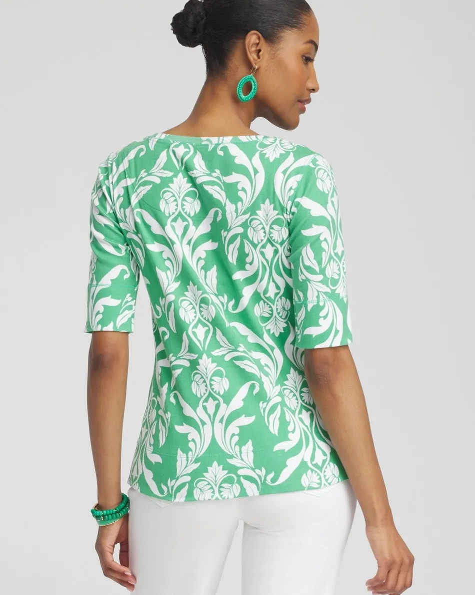 Online Swirl Jewel Neck Tee Tops