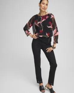 Shop Textured Mesh Banded Hem Top Tops