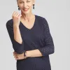Cheap Textured V-neck Tee Tops