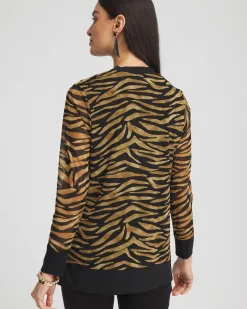 Sale Tiger Print Mesh Cardigan Tops