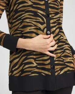 Sale Tiger Print Mesh Cardigan Tops