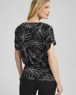 New Touch Of Cool™ Abstract Ruched Banded Hem Top Tops