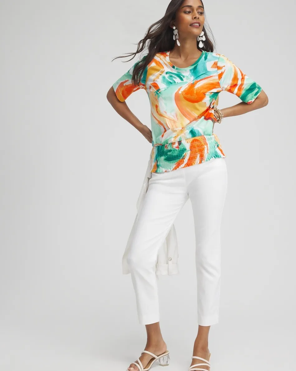 Best Sale Touch Of Cool™ Abstract Smocked Waist Tee Tops
