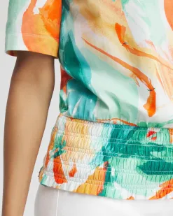 Best Sale Touch Of Cool™ Abstract Smocked Waist Tee Tops