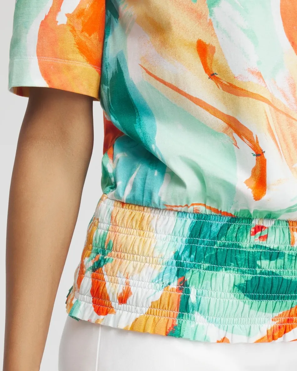 Best Sale Touch Of Cool™ Abstract Smocked Waist Tee Tops