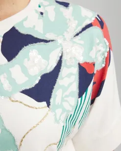 Shop Touch Of Cool™ Floral Artisan Sequin Tee Tops