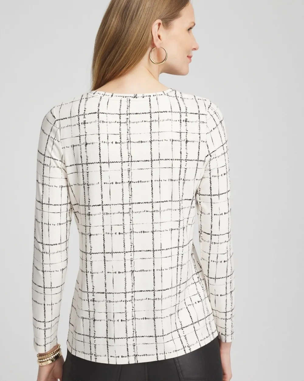 Outlet Touch Of Cool™ Plaid Long Sleeve Layering Tee Tops