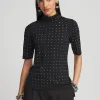 Discount Touch Of Cool™ Studded Mock-Neck Tee Tops