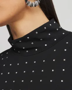 Discount Touch Of Cool™ Studded Mock-Neck Tee Tops