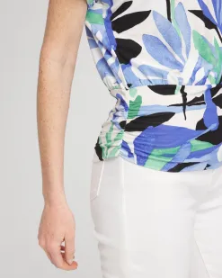 Shop Touch Of Cool™ Tropics Ruched Banded Hem Top Tops