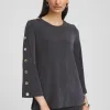 Cheap Travelers™ Button Sleeve Tunic Tops