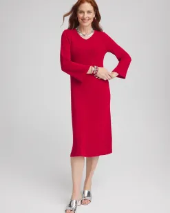 Fashion Travelers™ High V-Neck Bell Sleeve Dress Dresses