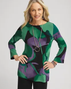 Online Travelers™ Watercolor Bell Sleeve Tunic Tops