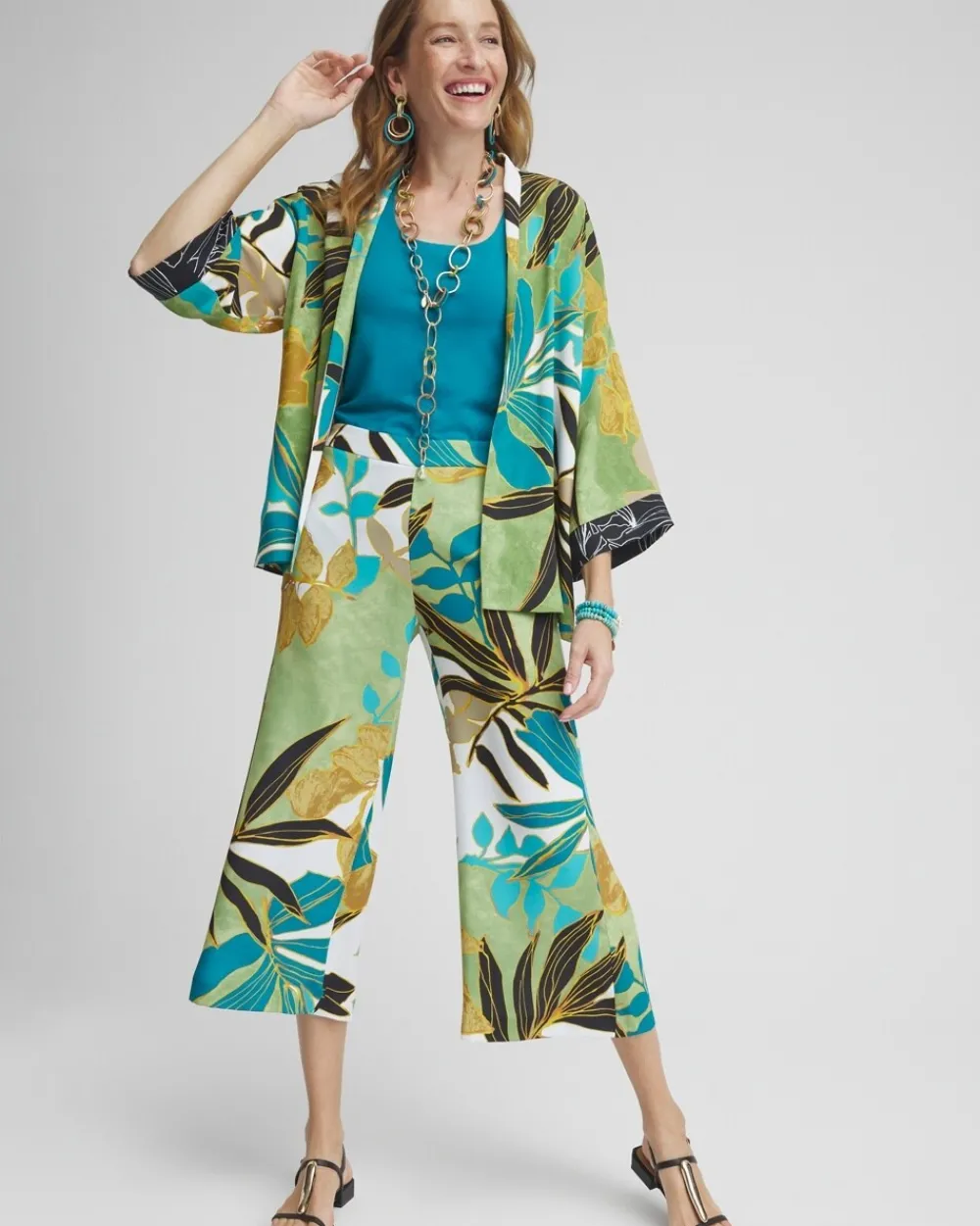 Clearance Tropical Palms Kimono Tops