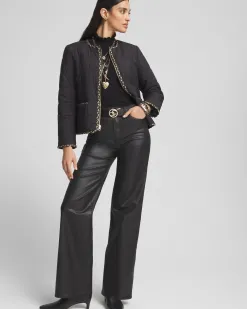 Fashion Tweed Trim Faux Nylon Jacket Jackets & Coats