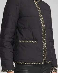 Fashion Tweed Trim Faux Nylon Jacket Jackets & Coats