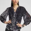 Flash Sale Velvet Blouson Sleeve Blouse Tops | Blouses & Shirts