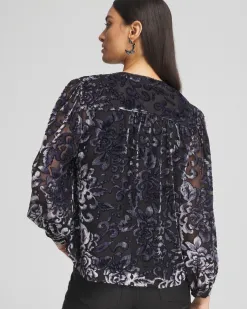 Flash Sale Velvet Blouson Sleeve Blouse Tops | Blouses & Shirts