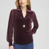 Discount Velvet V-neck Long Sleeve Top Tops | Tees