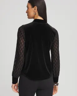 Discount Velvet V-neck Long Sleeve Top Tops | Tees