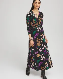Discount V-neck 3/4 Sleeve Floral Maxi Dress Dresses