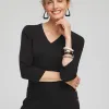 Clearance V-neck Button Detail Tunic Tops