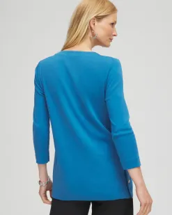Clearance V-neck Button Detail Tunic Tops