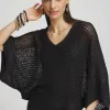 Fashion V-neck Sequin Knit Poncho Tops