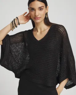Fashion V-neck Sequin Knit Poncho Tops