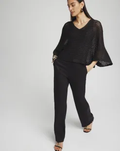 Fashion V-neck Sequin Knit Poncho Tops