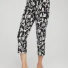 Hot Wide Waistband Leaf Print Capris Pants