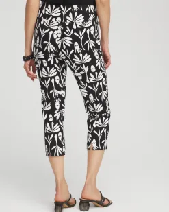 Hot Wide Waistband Leaf Print Capris Pants
