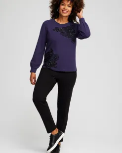 Best Sale Zenergy® French Terry Applique Sweatshirt Tops
