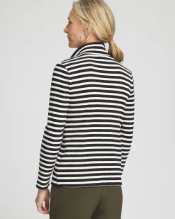 Discount Zenergy® Stripe Mock Neck Zipper Tee Tops