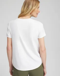 New Zenergy® UPF Embroidered Leaves Tee Tops